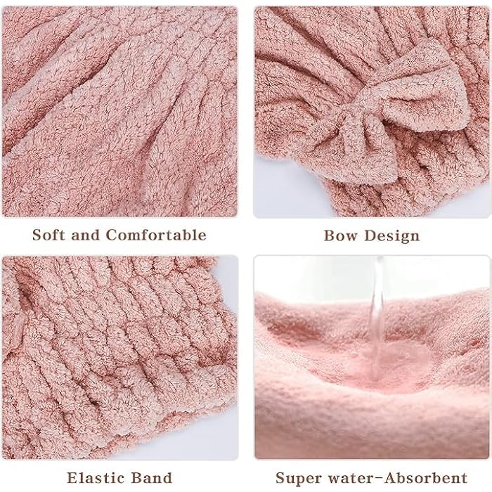 Microfiber Hair Towel Milliliter Twist Bow Hair Towel Quick Dry Wet Hair Towel 2 Pack, Microfiber - Image 2